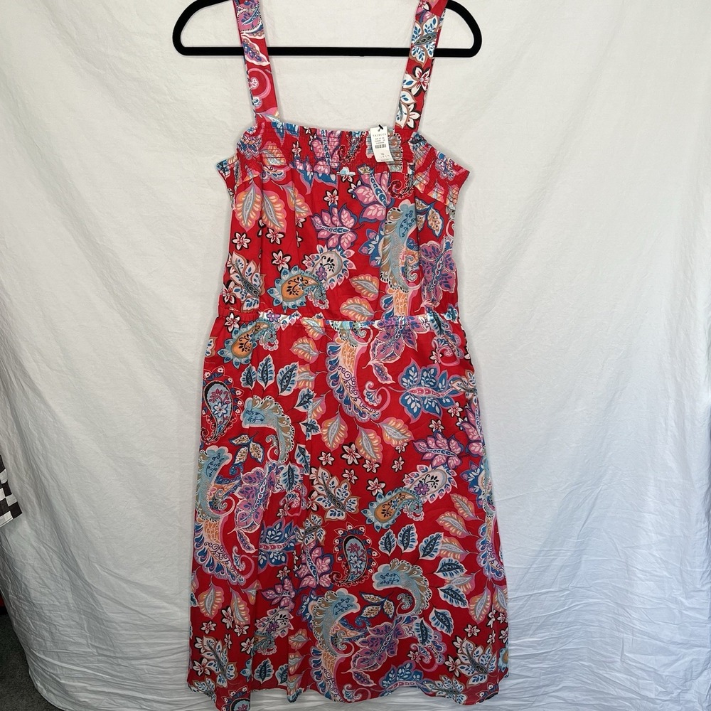 NWT Talbots Dress Women's 16 Red Floral Garden Party Wedding Beach Colorful NEW